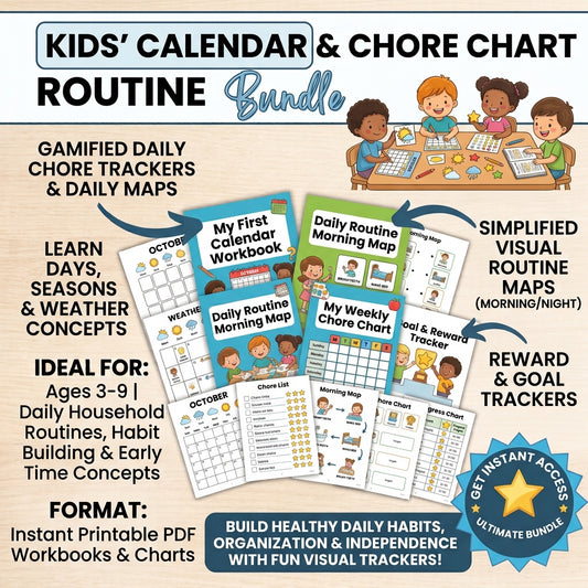 Kids' Calendar & Chore Chart Routine Bundle