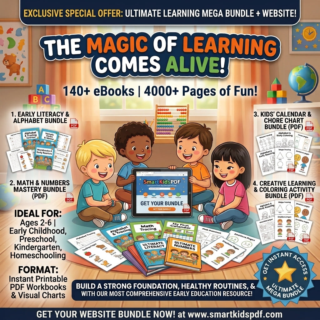 All-in-One Kids Learning Activity Bundle: Printable Worksheets & Preschool Games