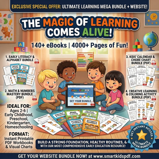 All-in-One Kids Learning Activity Bundle: Printable Worksheets & Preschool Games